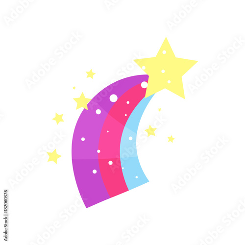 Cartoon star with rainbow tail vector Illustration