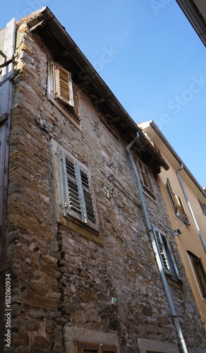 Houses in narrow street of Isola, Slovenia