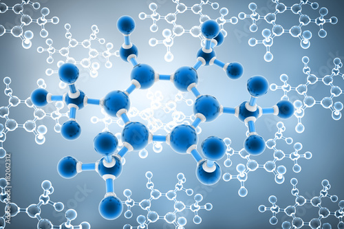 3d rendered molecule isolated on color background