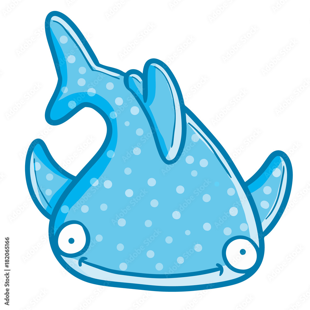Fototapeta premium Funny and cute whale shark smiling happily - vector.
