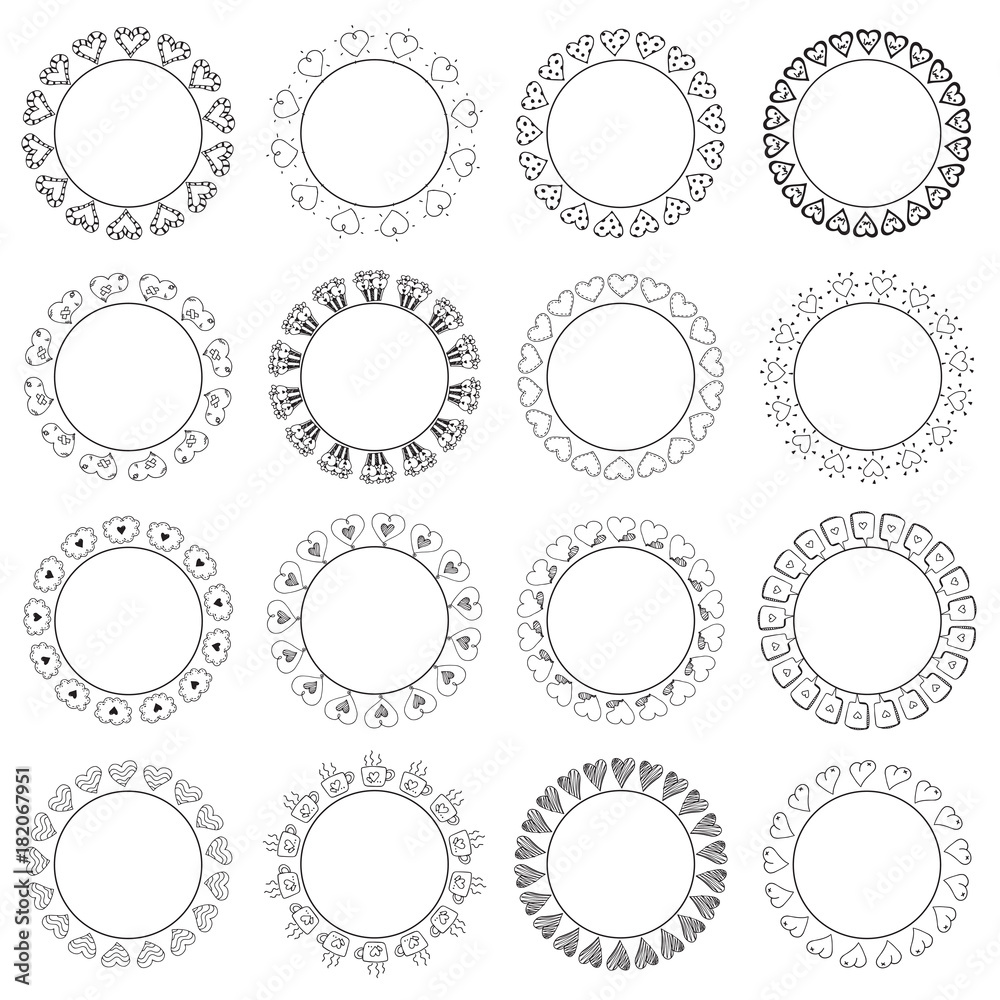 Hand drawn vector of black cute doodle heart border elements collection for love valentine getting card Hand drawn vector of black cute doodle heart border elements collection for love valentine getting card
