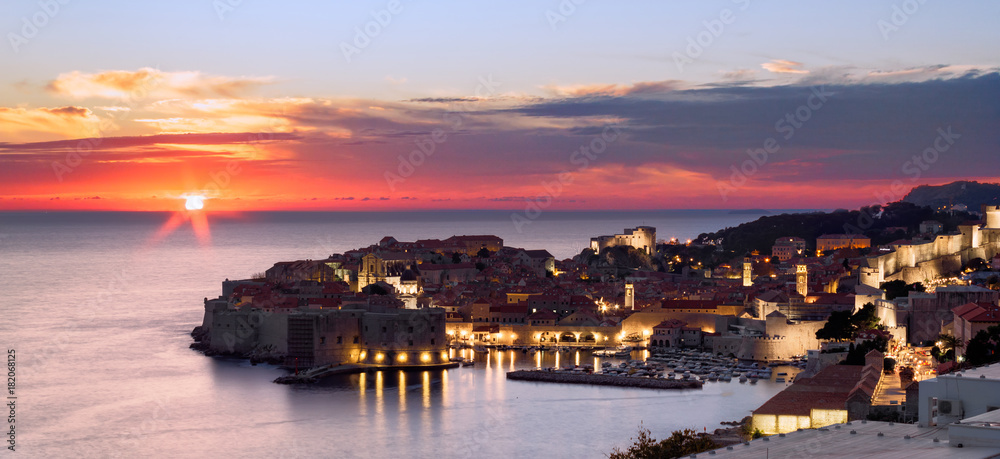 Dubrovnik city at sunset