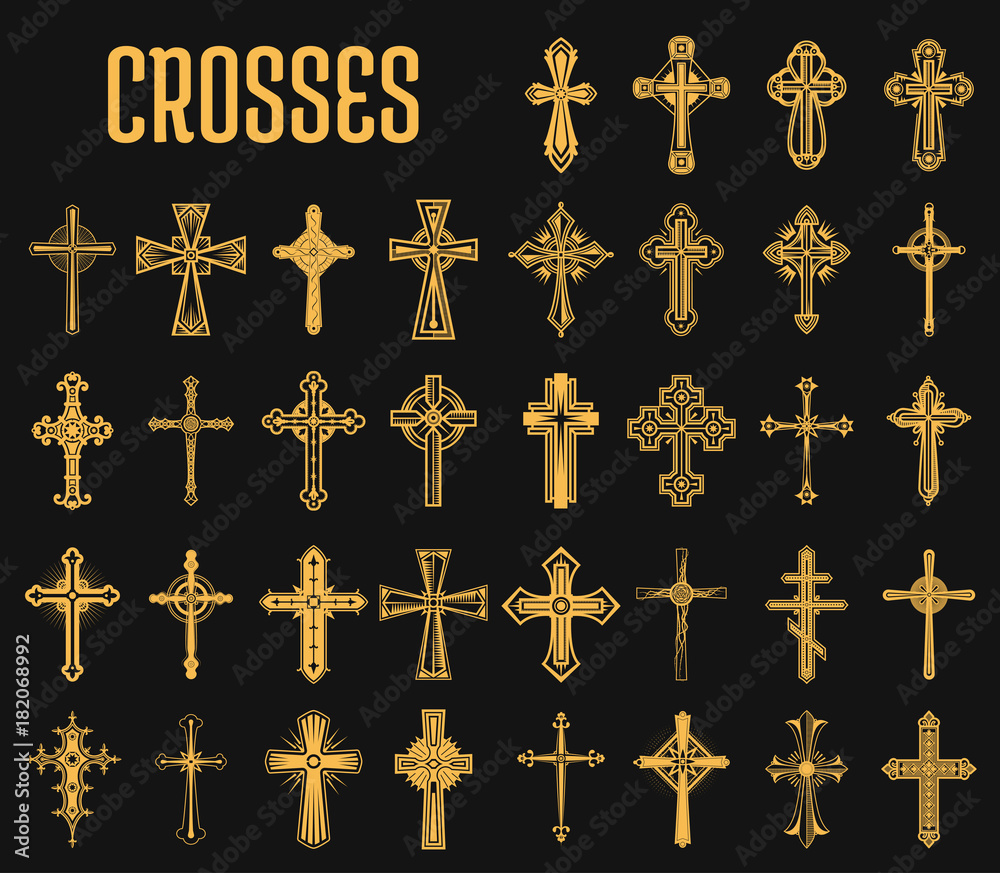 Obraz premium Set of isolated crosses of christian religion