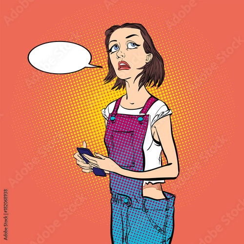 Thinking girl. Thinking manager. Girl solving a problem