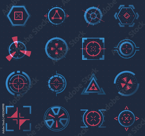 Futuristic crosshairs or aims for target, hud icon