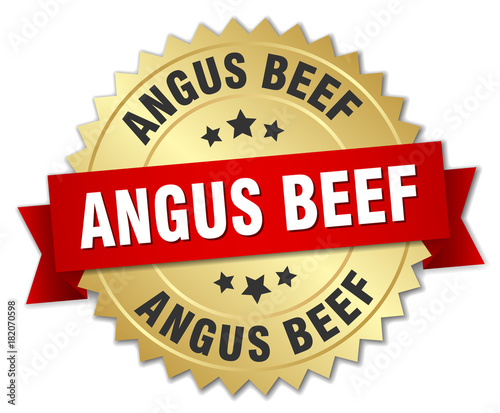 angus beef round isolated gold badge