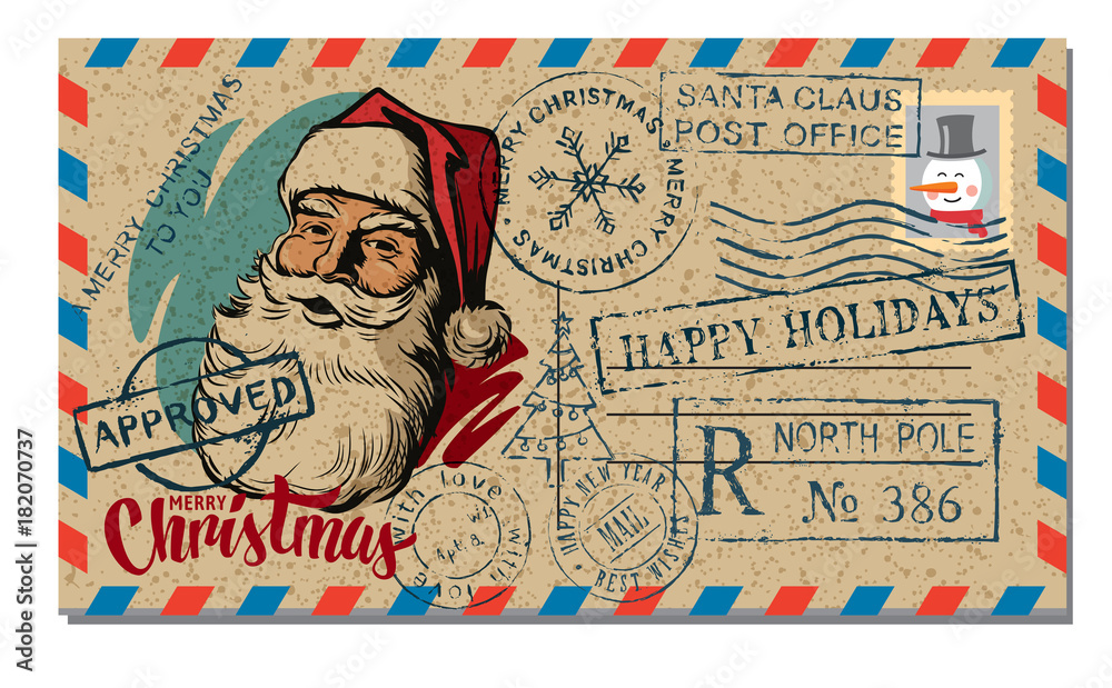 Christmas and New Year Postcard Wish.