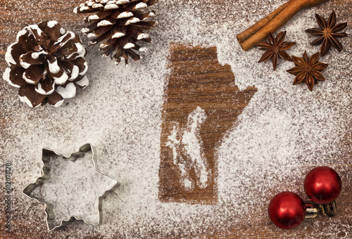 Festive motif of flour in the shape of Manitoba (series)