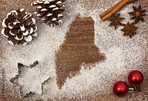 Festive motif of flour in the shape of Maine (series) photo