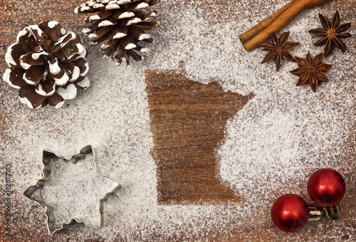 Festive motif of flour in the shape of Minnesota (series) photo