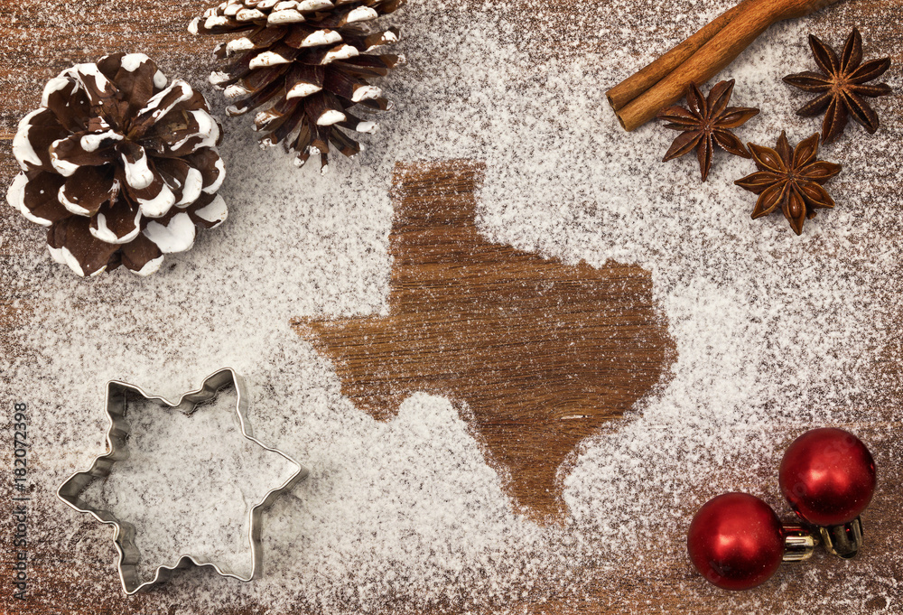 Festive motif of flour in the shape of Texas (series)