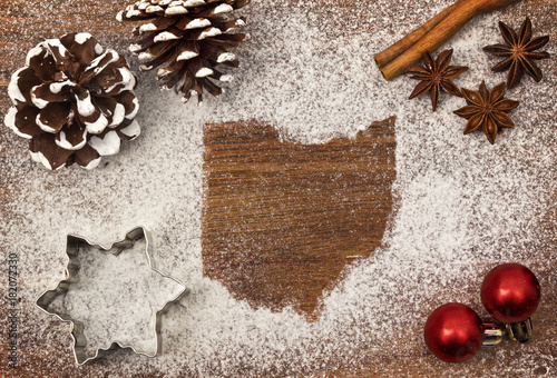 Festive motif of flour in the shape of Ohio (series) photo