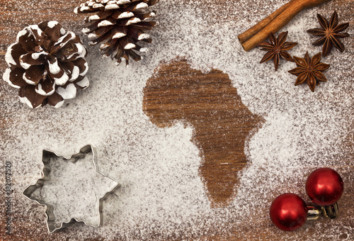 Festive motif of flour in the shape of Africa (series)