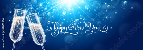 Obraz na plátně New years eve celebration background with champagne