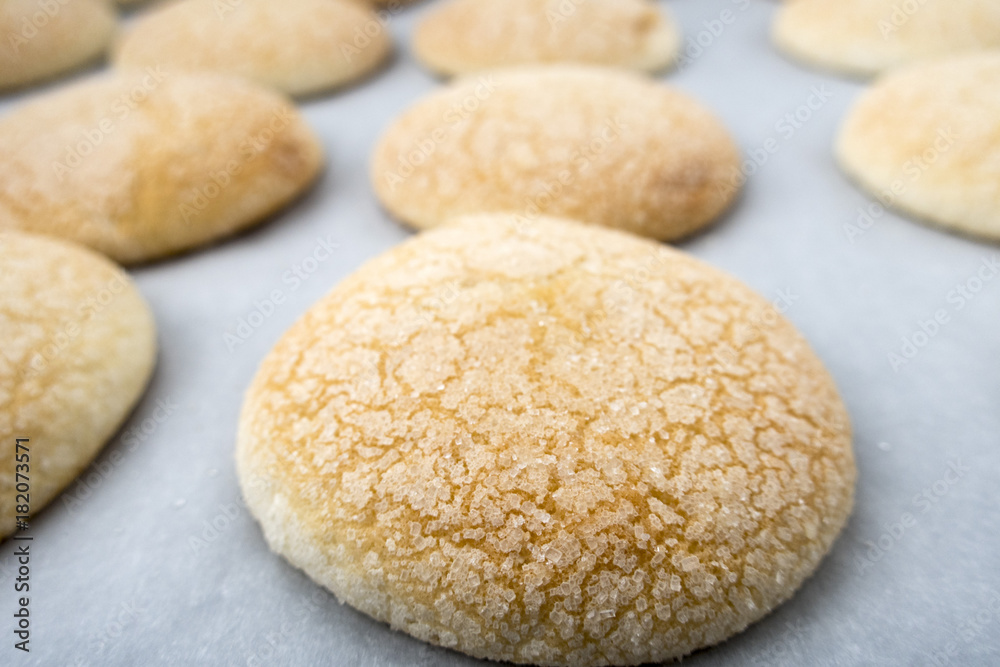 Delicious round cookies sprinkled with sugar, cooked at home. Delicious round cookies sprinkled with sugar, cooked at home.