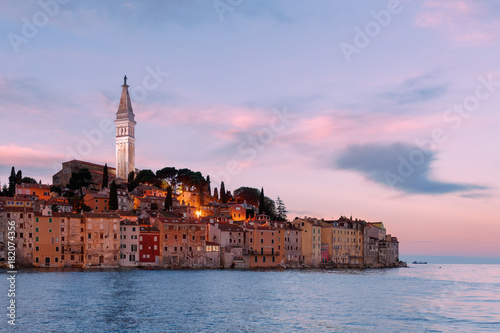 Cityscape of Rovinj at sunrise