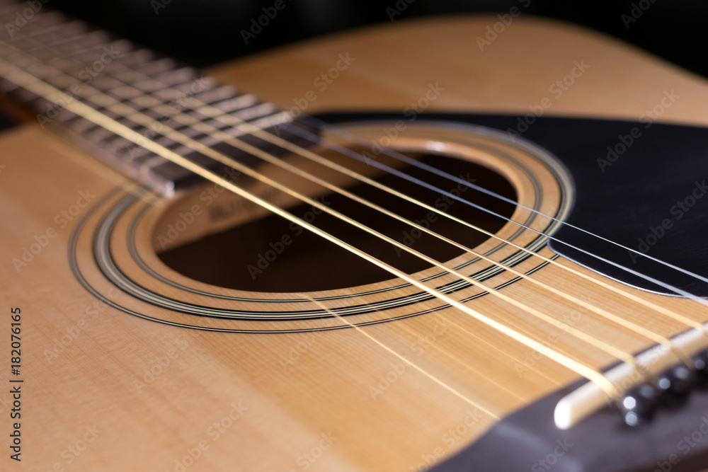 Parts of acoustic guitar close-up Parts of acoustic guitar close-up