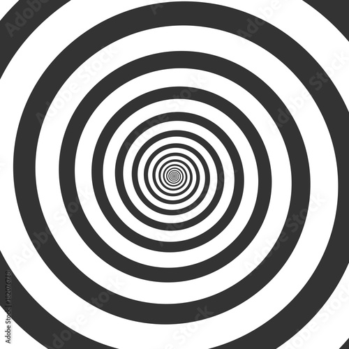 Hypnotic spiral. Psychedelic swirl, hypnosis twisted vortex vector background