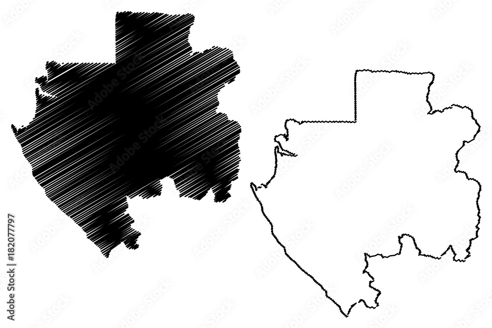 Gabon map vector illustration, scribble sketch Gabon 