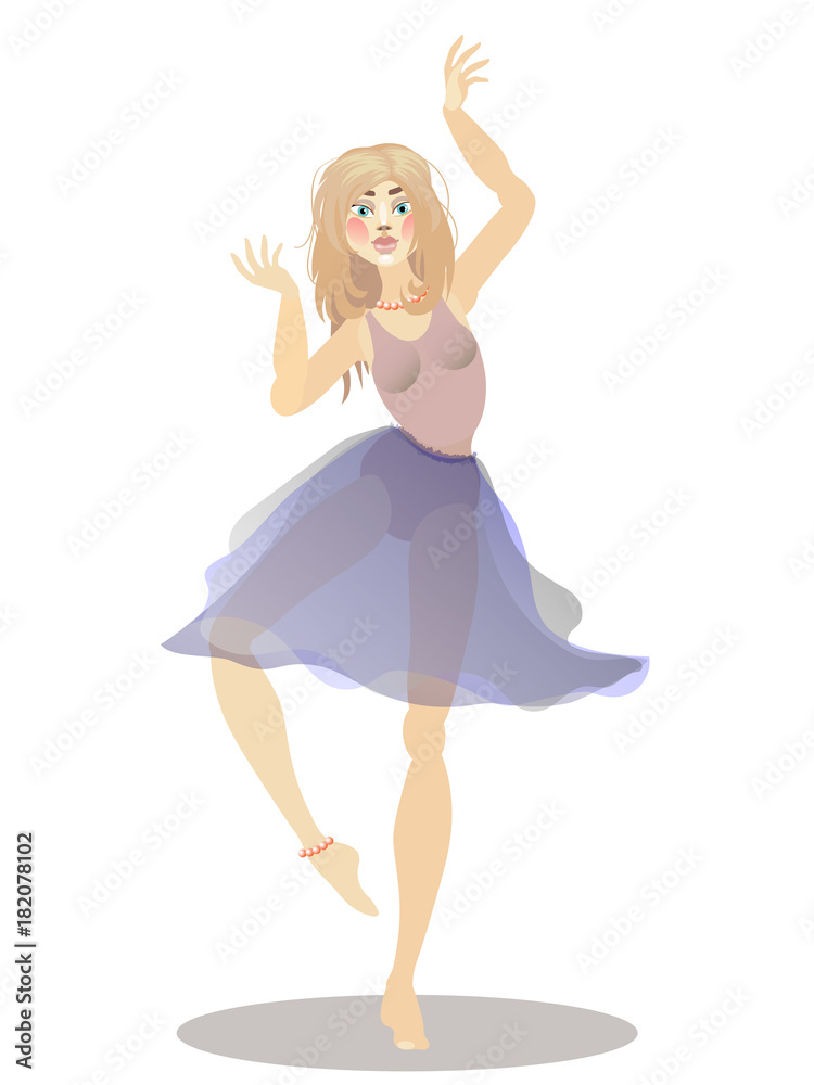 illustration of dancing girl on white background