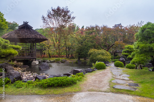 HIMEJI,JAPAN - October 22, 2017 Beautiful Japanese garden in autumn