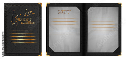 restaurant menu pattern gold from leather open notepad