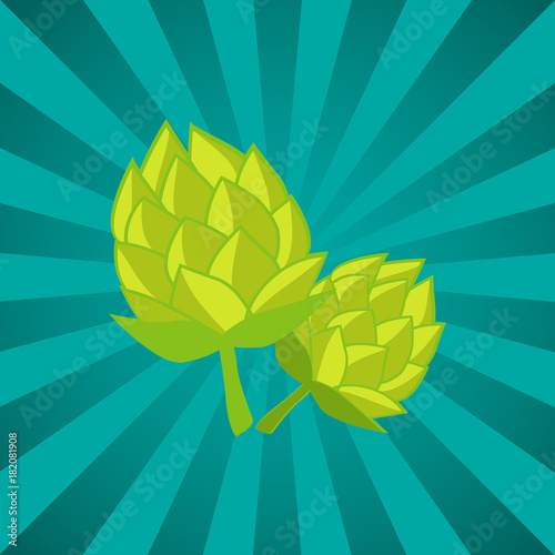 Green Humulus Hop Vector Illustration Isolated Ray