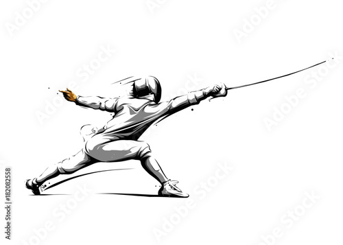 Slika na platnu fencing action