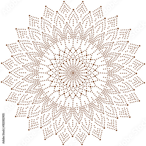 Circle floral ornament, dot henna tattoo style.