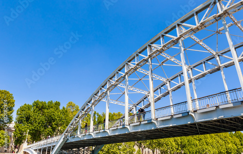 An arch Passerelle Debilly (Debilly Footbridge) bridge in Paris