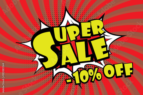 Super sale pricetag in comic pop art style