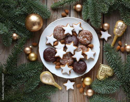 Christmas gingerbread and cinnamon biscuits photo