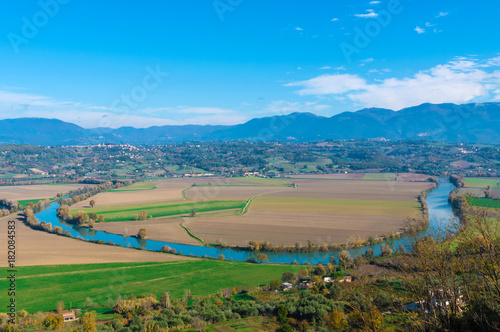 Sabina, province of Rieti, central Italy. Here the valley of Tiber river in autumn.