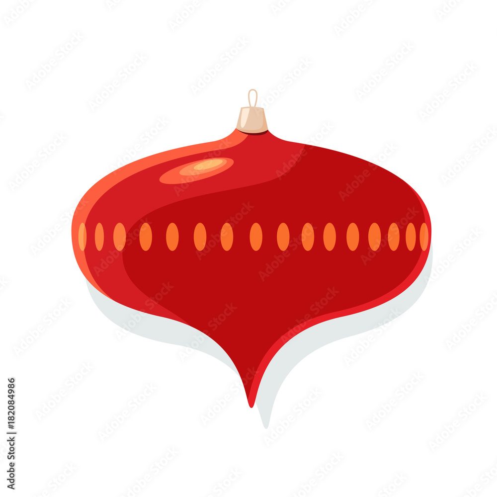 Obraz premium Christmas tree toy isolated on white background. Symbol of Merry Christmas and Happy New Year. Cartoon vector illustration.