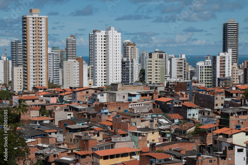 Social inequality - Favela and buildings photo