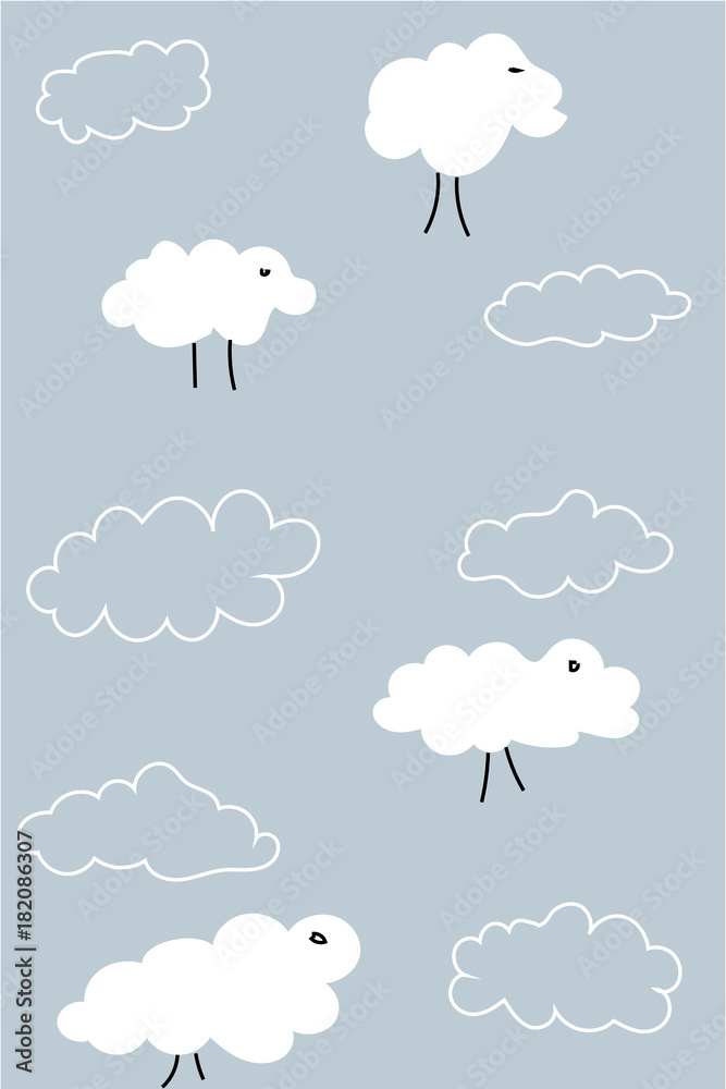 texture in the form of small on which the clouds are depicted, and some of them in the form of lambs. children's print or postcard. texture in the form of small on which the clouds are depicted, and some of them in the form of lambs. children's print or postcard.