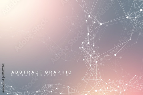 Big data complex. Graphic abstract background communication. Perspective backdrop of depth. Minimal array with compounds lines and dots. Digital data visualization. Vector illustration Big data.