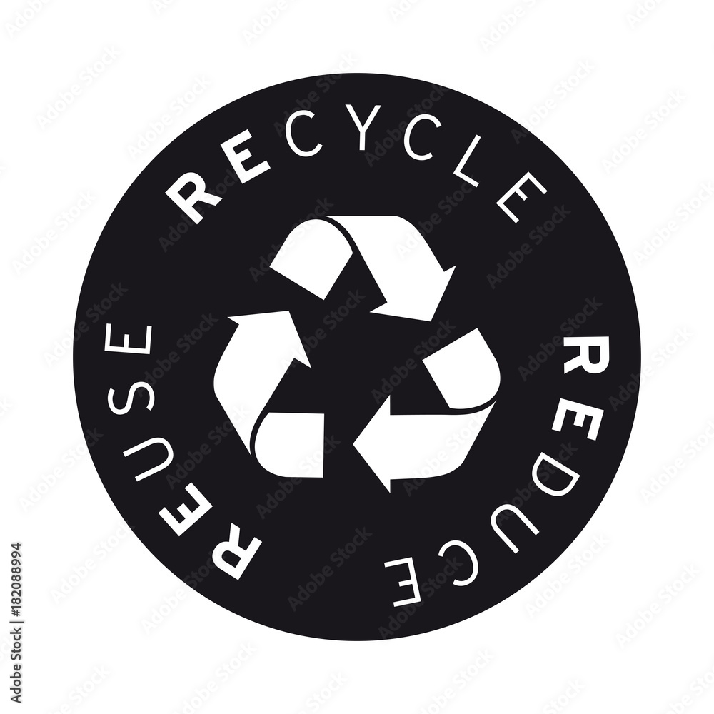Logo sticker recycle black and white Logo sticker recycle black and white
