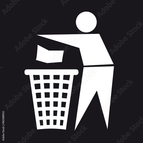 Throw away sign black and white