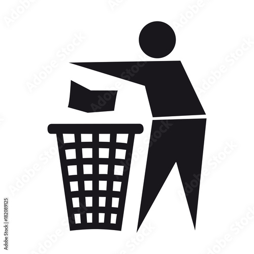 Throw away garbage sign symbol