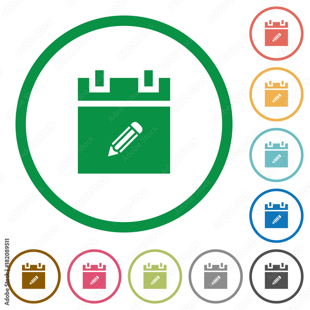 Edit schedule item flat icons with outlines Edit schedule item flat icons with outlines