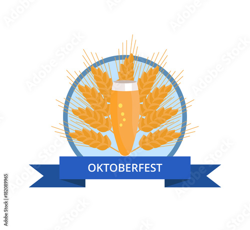 Oktoberfest Logo with Pilsner Glass of Beer on Ear
