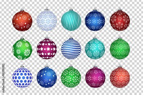 Wallpaper Mural Vector set of realistic isolated Christmas balls for decoration and covering on the transparent background. Concept of Merry Christmas and Happy New Year. Torontodigital.ca