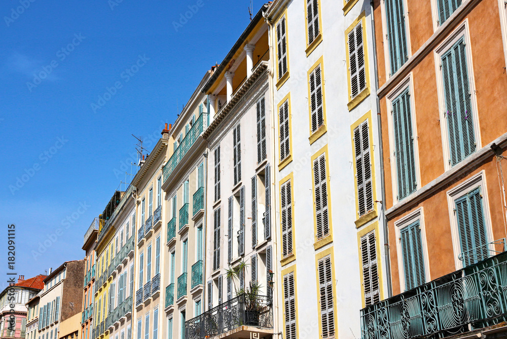 colorful buildings in old town Hyères
