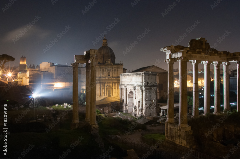 Roman Forum by night, Rome