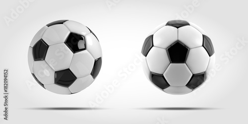 Vector soccer ball set. Two Realistic soccer balls or football balls on white background