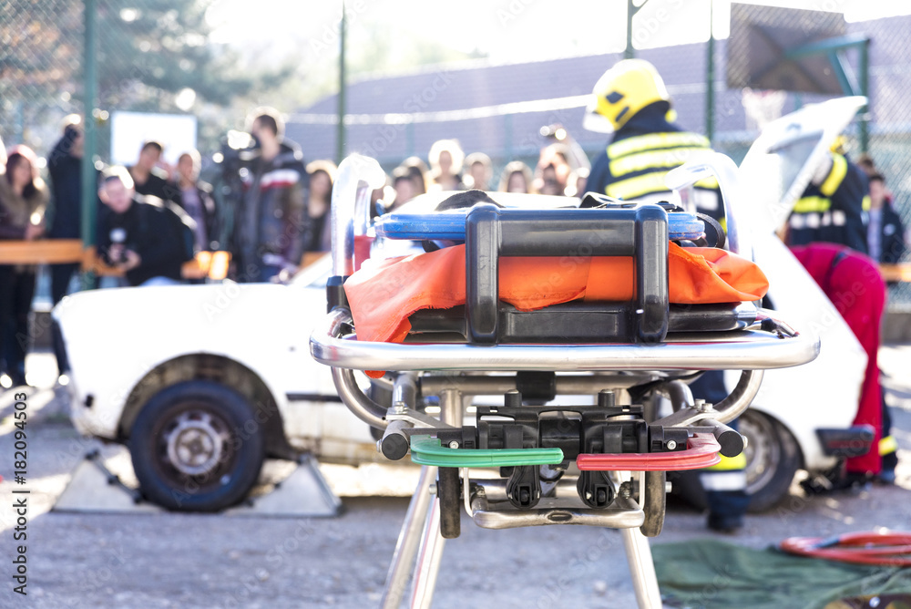 firefighters on a traffic accident