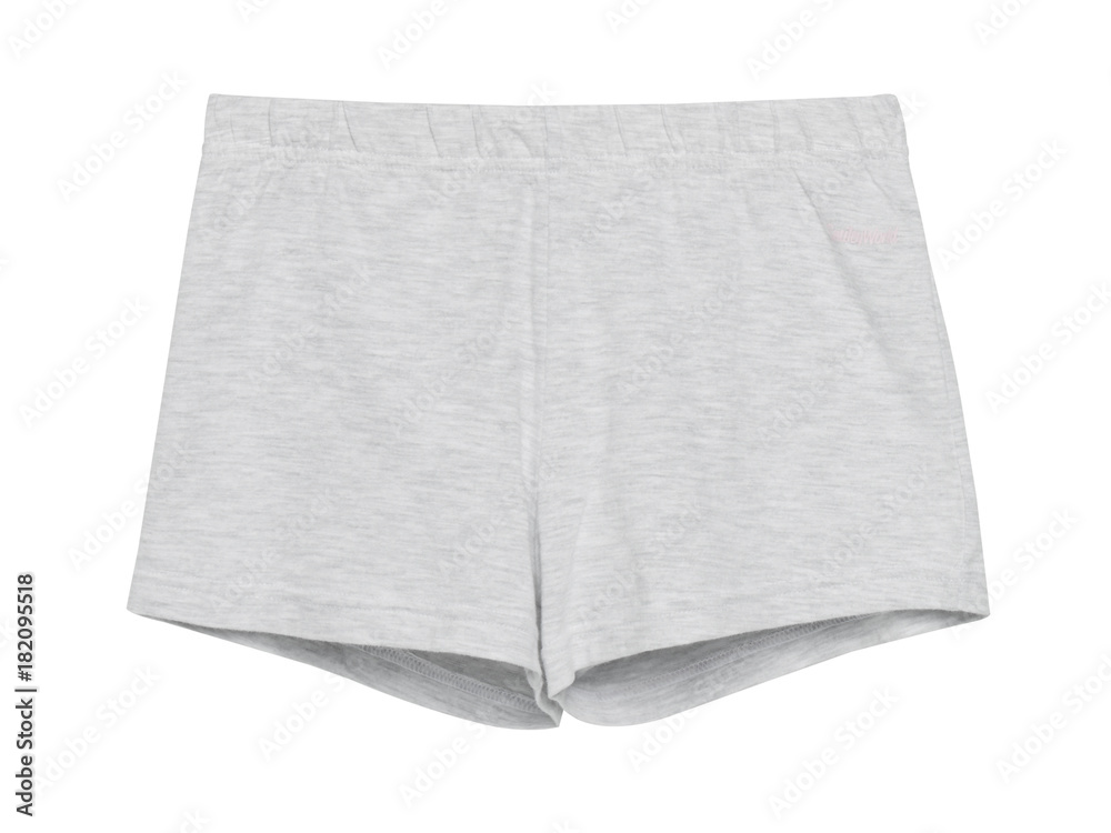 Light gray cotton summer sport woman shorts isolated on white
