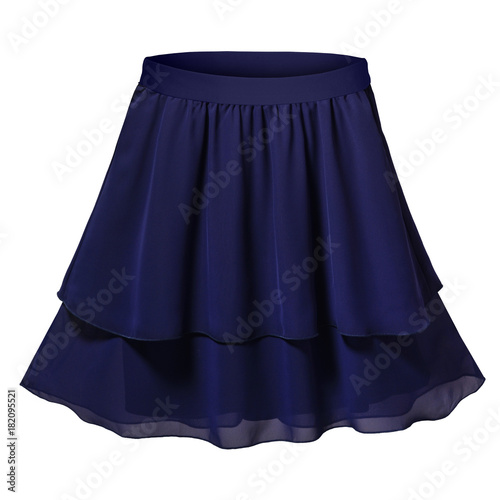 Navy blue pleated two parts skirt isolated white