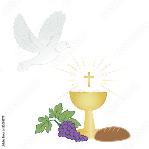 First communion symbols in color for a nice invitation design.